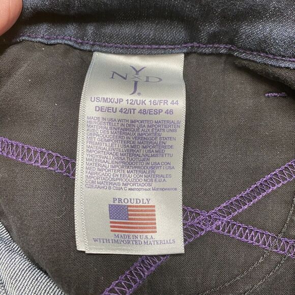 NYDJ Samantha Slim Jeans Womens Size 12 Blue Stretch High Rise Lift & Tuck - Picture 7 of 7